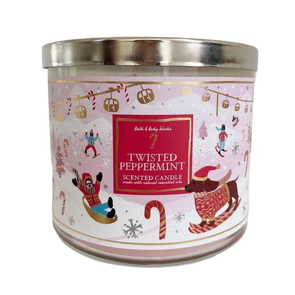BATH & BODY WORKS Twisted Peppermint Scented Jar 3 Wick Candle 14.5oz